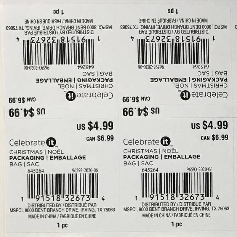 Étiquette de code-barres de vêtements